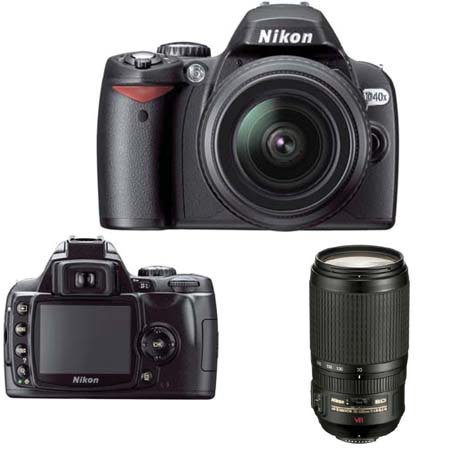 Nikon D40X 10.2 Megapixel Digital SLR Camera Two Lens Kit, with 18-135mm f/3.5-5.6G ED II AF-S DX Zoom & 70mm - 300mm f/4-5.6G ED AF-S DX VR (Vibration Reduction) - USA Warranty