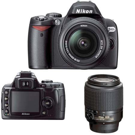 Nikon D40X 10.2 Megapixel Digital SLR Camera Two Lens Kit, with 18-55mm f/3.5-5.6G ED II AF-S DX & 55mm - 200mm f/4-5.6G ED AF-S DX - USA Warranty