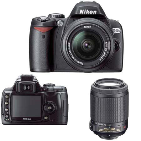Nikon D40X 10.2 Megapixel Digital SLR Camera Two Lens Kit, with 18-55mm f/3.5-5.6G ED II AF-S DX & 55mm - 200mm f/4-5.6G ED AF-S DX VR (Vibration Reduction) - USA Warranty