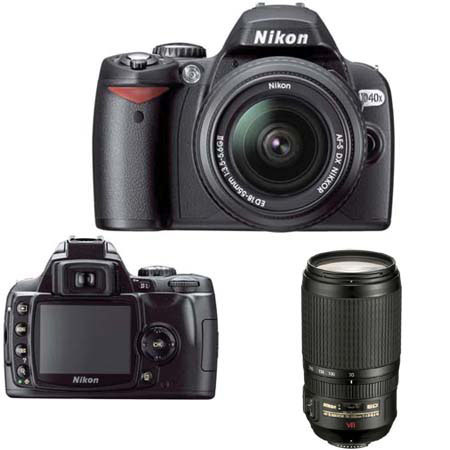 Nikon D40X 10.2 Megapixel Digital SLR Camera Two Lens Kit, with 18-55mm f/3.5-5.6G ED II AF-S DX Zoom & 70mm - 300mm f/4-5.6G ED-IF AF-S VR (Vibration Reduction) - USA Warranty
