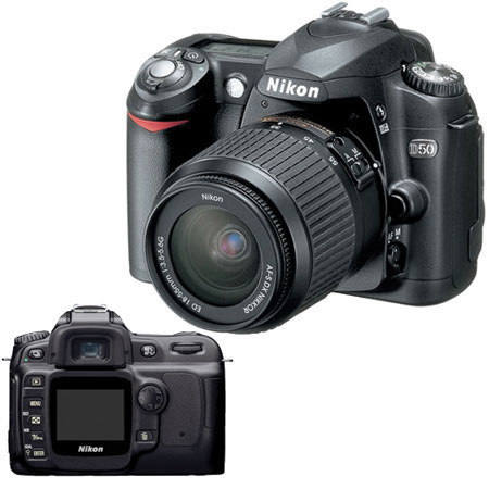 Nikon D50 Digital SLR Camera Outfit, with 18-55mm f/3.5-5.6G ED AF-S DX Zoom NIKKOR Lens - USA Warranty