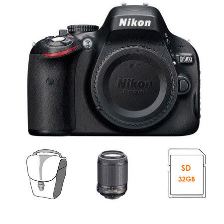 Nikon D5100 16.2 MP Digital SLR Camera w/55mm-200mm VR Lens USA #25476