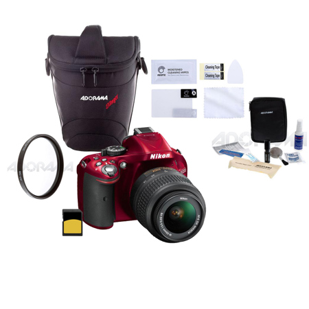 Nikon D5200 Camera w/18-55mm Lens & Free Accessories - Red