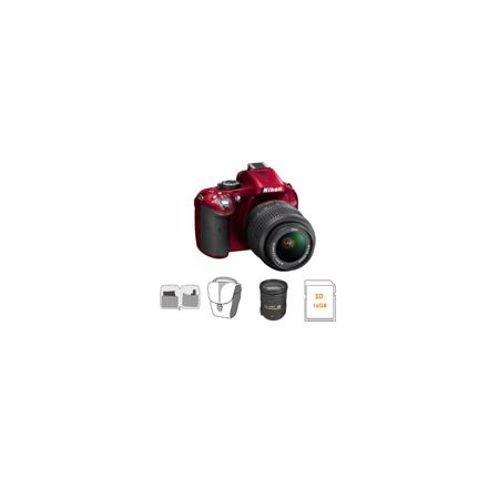 Nikon D5200 Camera w/18-55mm Lens, Red, Bundle w/18-200mm Lens & MORE