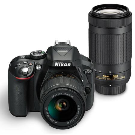 Nikon D5300 DSLR Camera with 18-55mm VR Lens and 70-300mm ED Lens, Black