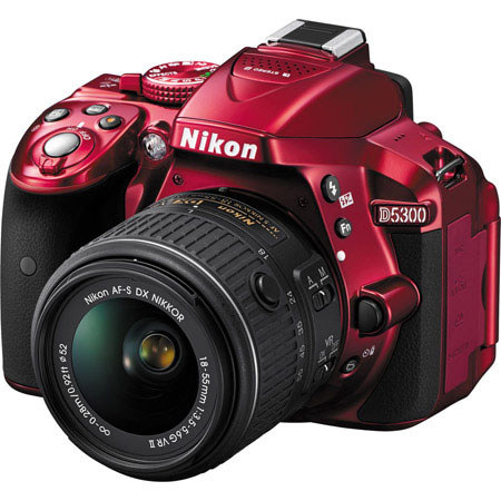 Nikon D5300 DSLR with 18-55mm DX VR II Lens, Red Adorama