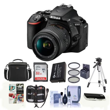 Nikon D5600 DSLR Camera w/AF-P DX NIKKOR 18-55mm Lens Black W/Premium Acc Bundle
