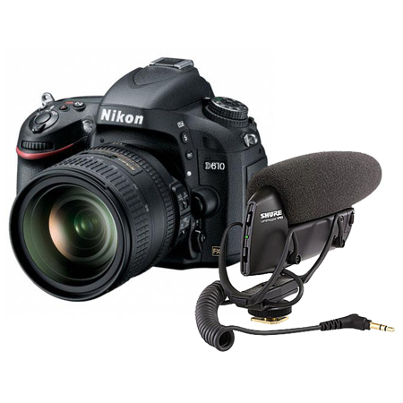 Nikon D610 DSLR Camera Kit w/ 24-85mm VR Lens & Shure VP83 Microphone