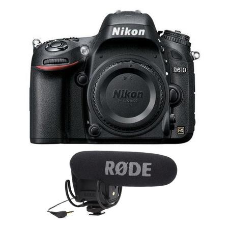Nikon D610 DSLR Camera W/ Rode Microphones VideoMic Pro R Cardioid Condenser