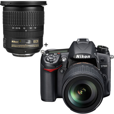 Nikon D7000 Digital SLR Camera Kit with 18-105mm DX VR Lens, &amp; Nikon 10-24mm f/3.5-4.5G ED-IF AF-S DX Lens - USA Warranty