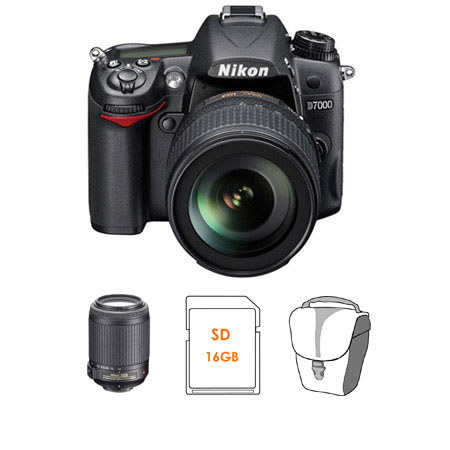 Nikon D7000 DSLR Camera Two Lens Kit w/18-105mm DX VR Lens and 55-200mm VR Lens
