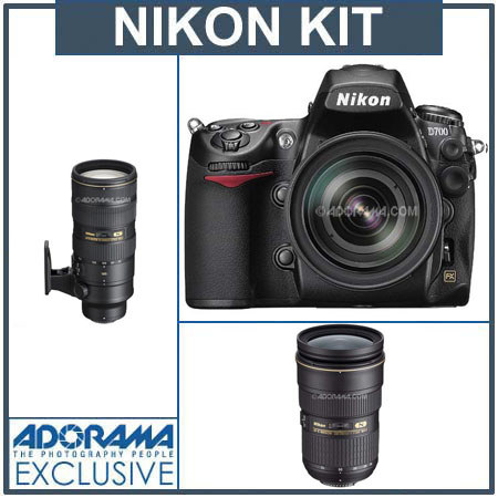 Nikon D700 Digital SLR Camera with Nikon 16mm - 35mm f/4.0 AF-S ED (VR-II) Vibration Reduction Autofocus Lens, 24-70mm f/2.8G ED-IF AF-S Lens &amp; 70-200mm f/2.8G AF-S VR II Zoom-Nikkor ED-IF Lens - USA Warranty