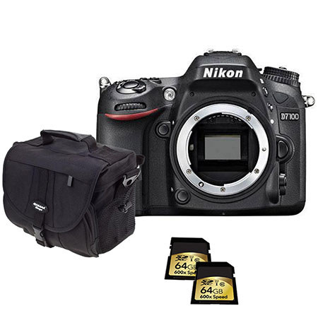 Nikon D7100 DSLR Camera Body, Black Refurb by Nikon U.S.A W/2 Free 64 GB Cards