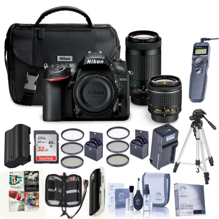 Nikon D7200 DSLR with DX 18-55mm VR & DX 70-300mm ED Lens With Premium Bundle