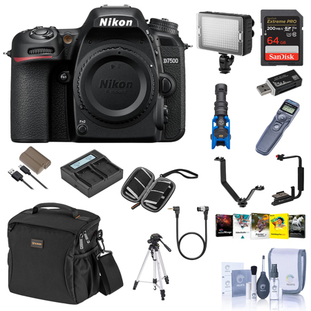 Nikon D7500 DSLR Camera, Black - With Pro Accessory Bundle