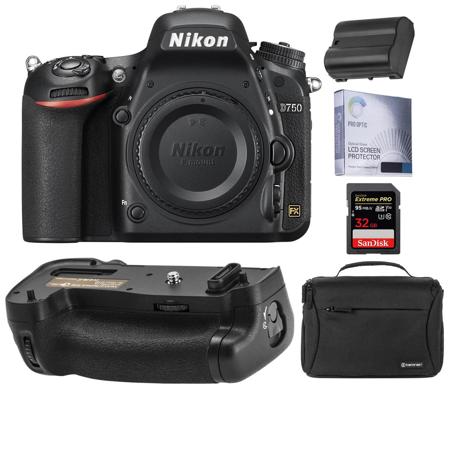 Nikon D750 DSLR Body - With Battery Grip Basic Accessory Kit