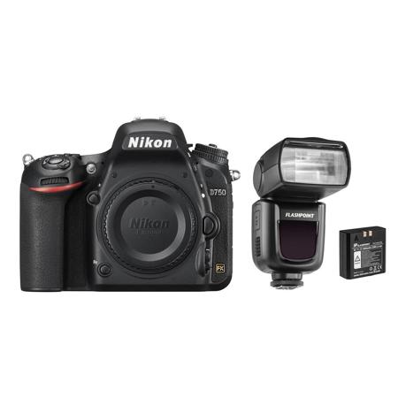 Nikon D750 DSLR Body With Flashpoint Zoom Li-on R2 TTL On-Camera Flash