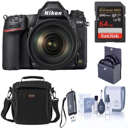 Nikon D780 FX-Format DSLR Camera with AF-S NIKKOR 24-120mm f/4G ED VR Lens, Bunde with 64GB Memory Card, 77mm Filter Kit and Bag