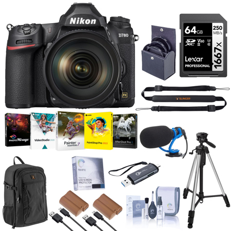 Nikon D780 FX-Format DSLR Camera with AF-S NIKKOR 24-120mm f/4G ED VR Lens, Bunde with 3-Sec Al Tripod, 2x EN-EL15c Battery, 64GB Memory Card and 77mm Filter Kit