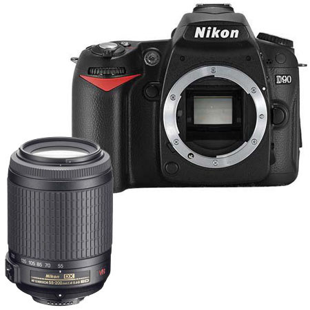Nikon D90 12.3 MP DSLR Camera Body with 55mm-200mm AF-S VR Lens 