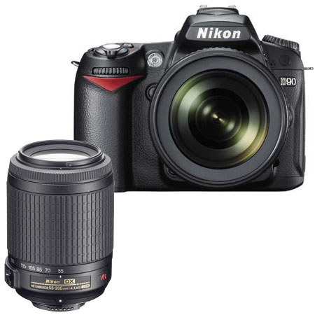 Nikon D90 DSLR Kit with 18-105VR and 55-200VR, U.S.A. 25448 KJ