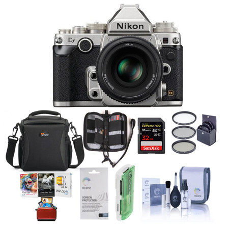 Nikon Df DSLR with NIKKOR 50mm Lens Silver With Mac Acessories Bundle