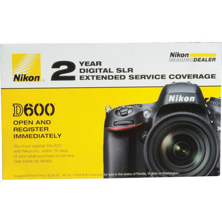 Nikon 2 Year Extended Warranty, for D600 Digital Camera