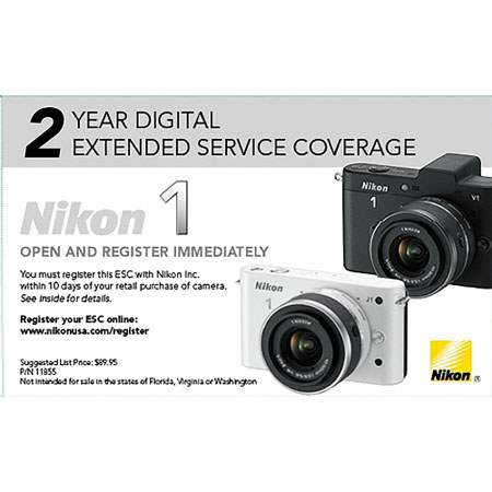 Nikon 2 Year Extended Warranty, for Nikon 1 J1 / J2 / V1 / V2