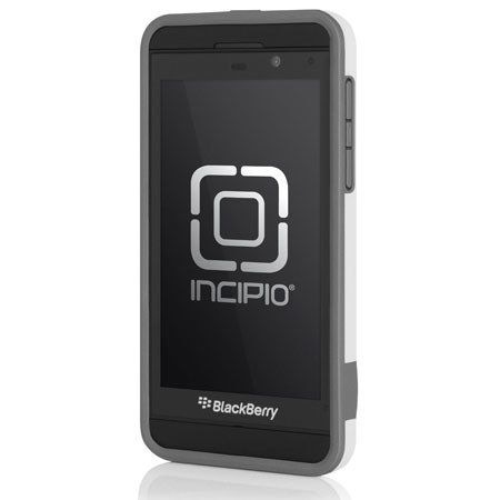 Incipio OVRMLD Hard-Shell Case with Holster for BlackBerry Z10, White/Gray