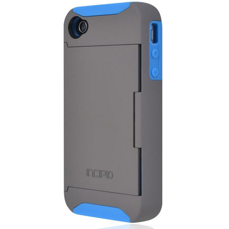 Incipio Stowaway Credit Card Hard Case for iPhone 4 & 4S, Blue/Gray