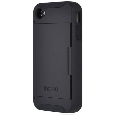 Incipio Stowaway Credit Card Hard Case for iPhone 4 & 4S, Black / Black