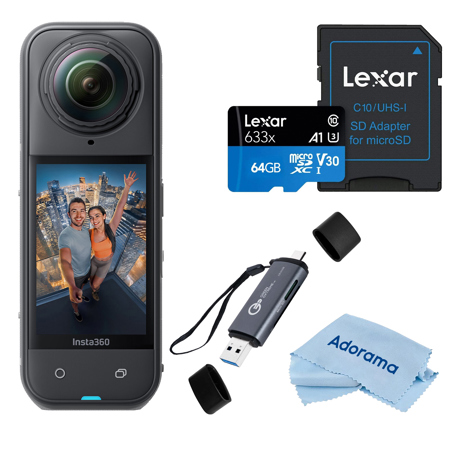 Insta360 X5 8K 360 Action Camera, Bundle with 64GB Memory Card, Card Reader