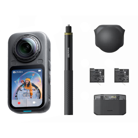 Insta360 X6 8K 360 Action Camera Essential Bundle, Midnight Black