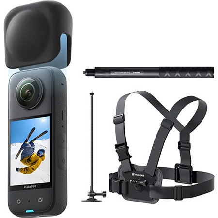 Insta360 X3 camera with Snow bundle, Invisible selfie stick, Lens Cap & SD  card