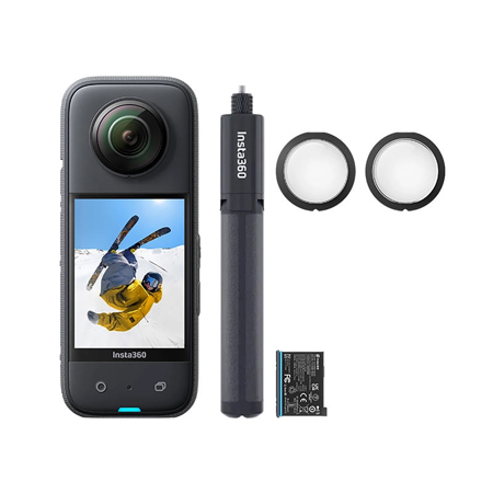 Insta360 X3 camera with Motorcycle bundle, Invisible selfie stick, Lens  guard & SD card