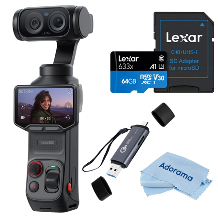 Insta360 Luna Ultra 8K Dual-Lens Gimbal Standard Combo, Black, w/64GB Card
