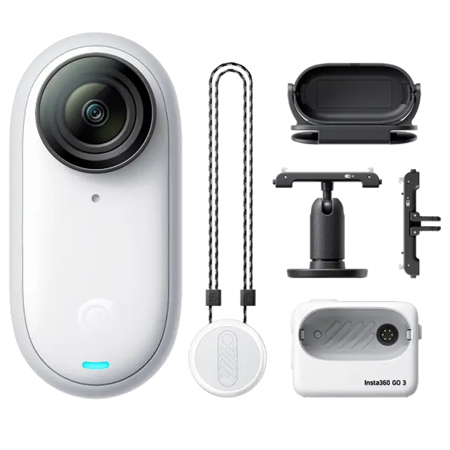 Insta360 GO 3 Action Camera, White 64GB with Sport Kit