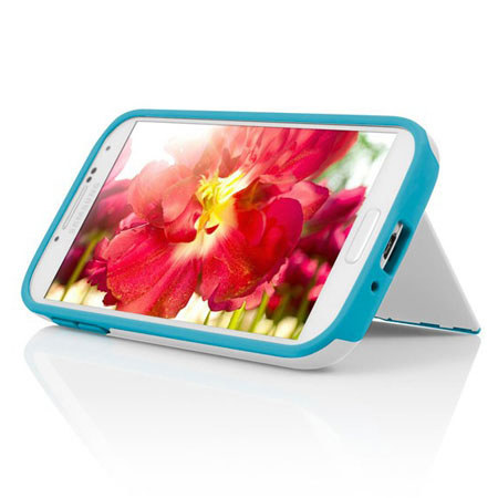 Incipio Stowaway Credit Card Case for Samsung Galaxy S4, White/Cyan