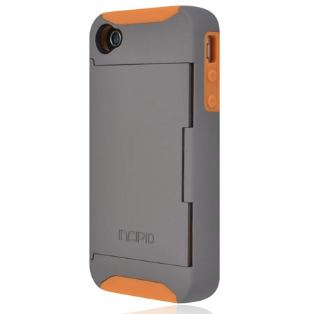Incipio Stowaway Credit Card Hard Case for iPhone 4 & 4S, Dark Gray/Orange