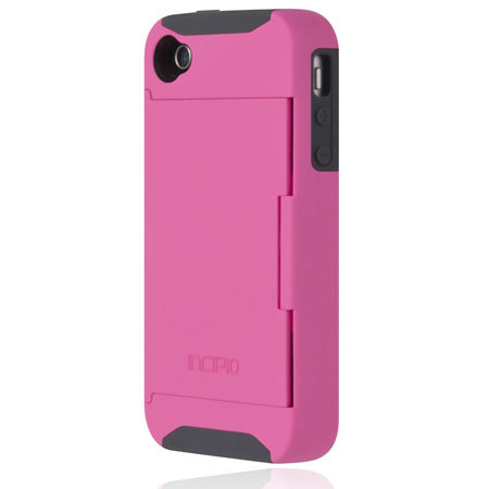 Incipio Stowaway Credit Card Hard Case for iPhone 4 & 4S, Pink/Gray