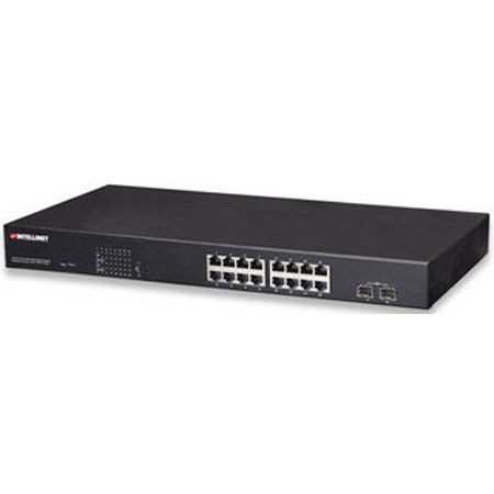 Intellinet 16-Port PoE+ Web-Managed Gigabit Ethernet Switch with 2 SFP Ports