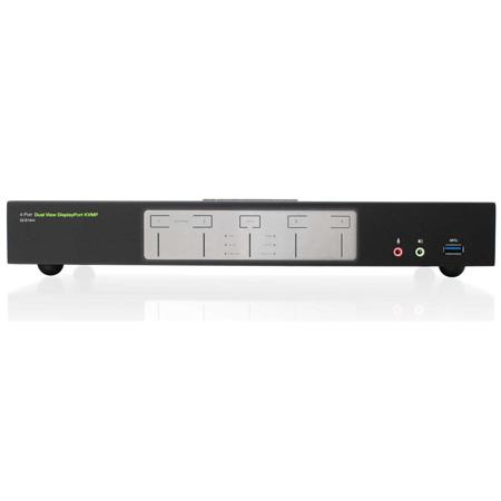 IOGEAR 4-Port 4K Dual View DisplayPort KVMP with USB 3.0 Hub and Audio (TAA)