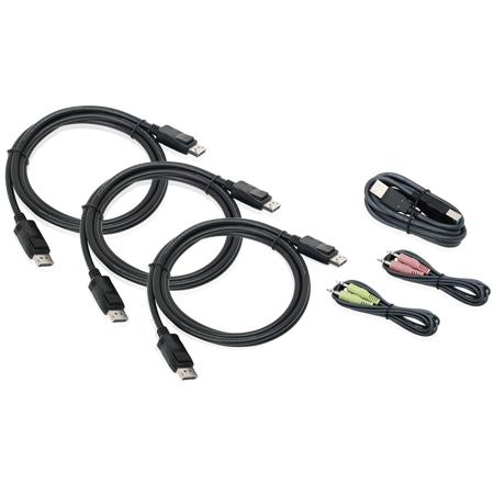 Iogear 4K Triple View DisplayPort Cable Kit with USB & Audio, TAA
