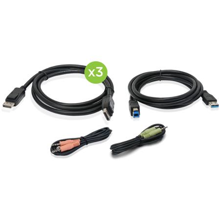 Iogear 4K Triple View DisplayPort Cable Kit with USB & Audio, TAA