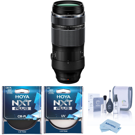 Olympus M.Zuiko Digital ED 100-400mm f/5.0-6.3 IS Lens, Bundle with 72mm CPL+Clear Filter Kit and Cleaning Kit