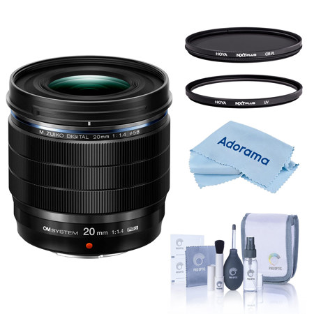 OM SYSTEM M.Zuiko Digital ED 20mm f/1.4 PRO Lens, Bundle with Hoya 58mm UV and CPL Filters