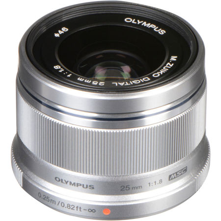 Olympus M. Zuiko Digital 25mm f/1.8 Lens - Silver - for Micro Four Thirds System