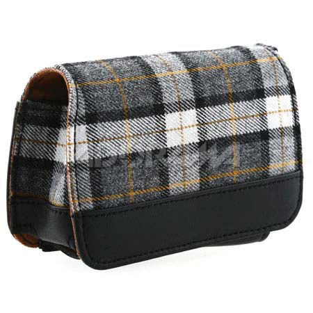 Olympus Premium Leather Case, Gray Plaid