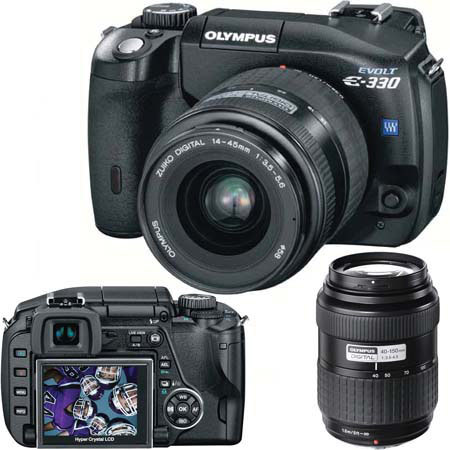 Olympus EVOLT-330 Digital SLR - 2 Lens Kit - with 14-45mm f/3.5-5.6 EZ & 40mm - 150mm f/3.5-4.5 EZ Digital Zoom Lenses