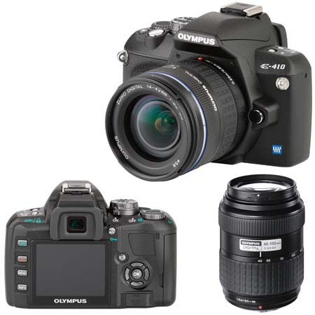 Olympus Evolt E-410 10.0 Megapixel Digital SLR Camera, 2.5" HyperCrystal LCD Screen with 14-42 mm & 40-150 mm Lenses